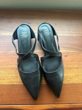 Black Pointed-Toe Slip-On Women's Heels